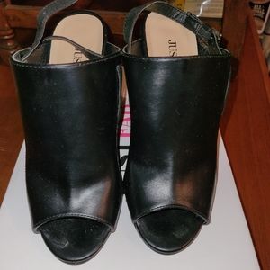 Black wedge sandals- Size 5.5